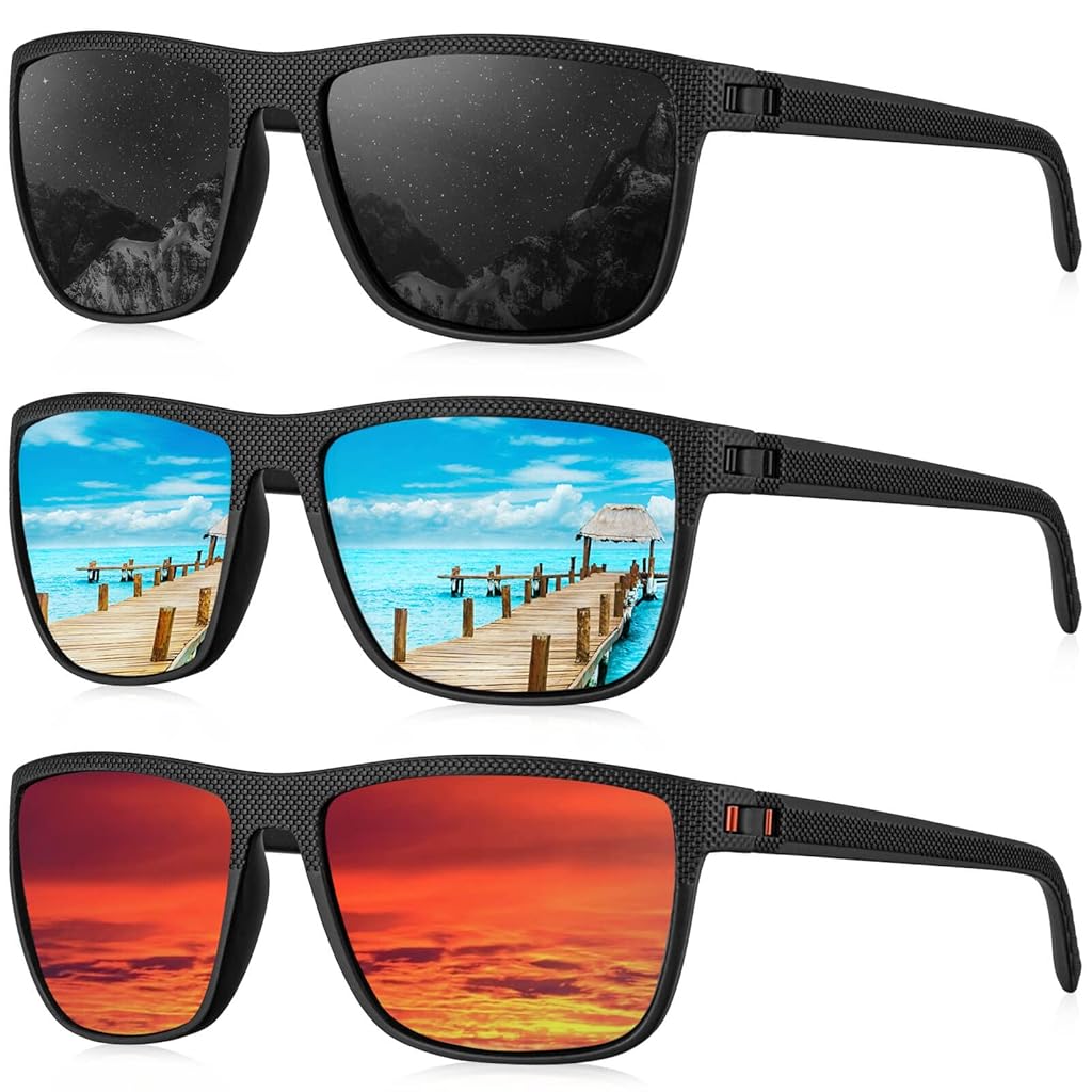 Proberos 3Pcs Polarized Sunglasses Riding Sunglasses Fashion Colored Polarized Glasses Men Sunglasses UV400 Protection Outdoor Sport Sunglasses Driving Sunglasses Proberos 3Pcs Polarized Sunglasses Riding Sunglasses Fashion Colored Polarized Glasses Men Sunglasses UV400 Protection Outdoor Sport Sunglasses Driving Sunglasses
